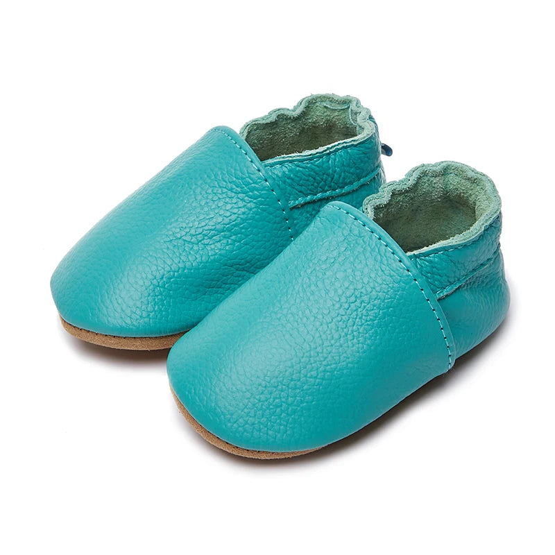 Genuine Leather Soft Unisex Baby Shoes – Slip-On Moccasins in Various Colors for Infants
