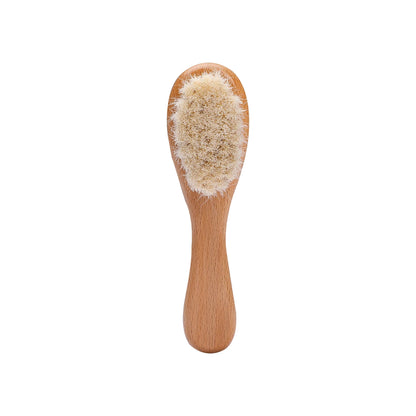 Baby Care Hair Brush for Kids - Girl Bath & Shower - Pure Natural Wool Wooden Comb & Hairbrush - Infant Newborn Massager