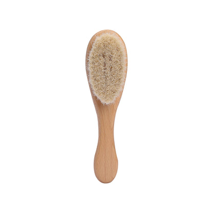 Baby Care Hair Brush for Kids - Girl Bath & Shower - Pure Natural Wool Wooden Comb & Hairbrush - Infant Newborn Massager