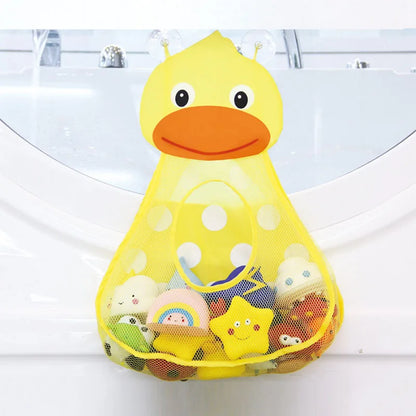 Baby Bath Toy Storage Bag with Strong Suction Cups – Duck and Frog Mesh Organizer
