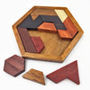 Hexagonal Wooden Puzzles, IQ Game Educational Toy for Children, Kids & Adults, Tangram Board IQ Brain Teaser, Montessori Gift Toy