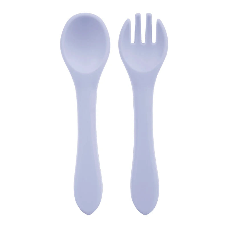 Feeding Wooden Handle Silicone Spoon for Baby – Training Utensils for Solid Foods – Kids' Manipulative Ability Development – Safe and Durable Children's Tableware