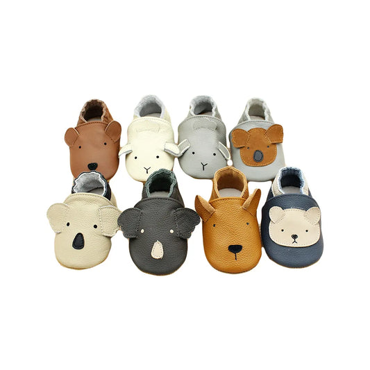 Baby Leather Casual Crib Shoes – First Steps Educational Walkers for Toddler Boys & Girls, Animal Sneakers for Newborns