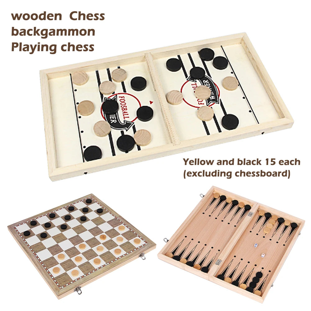 30-Piece Wear-Resistant Wooden Checkers and Backgammon Chess Pieces with 2 Dice Board Game for Adults and Kids Home Toy