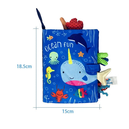 Baby Tail Cloth Book – Interactive Early Learning Toy with Sound Paper and Rattle for Ages 0–36 Months