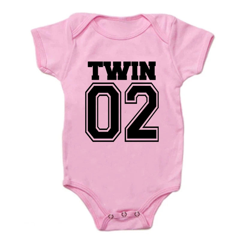 Matching Twin Baby Bodysuits – Cotton Onesies for Boys & Girls | Newborn Twin Outfits | Summer Romper Gift for Twins