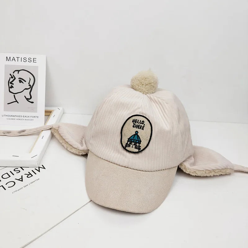 MILANCEL Kids Winter Fur-Lined Earflap Hat — Cartoon Knit Warm Cap for Boys & Girls, Ages 1-3 (49–56 cm / 19.3–22.0 in) — 4 Colors