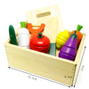 Wooden Pretend Play Kitchen Cutting Fruit and Vegetable Set – Montessori Educational Toy for Kids