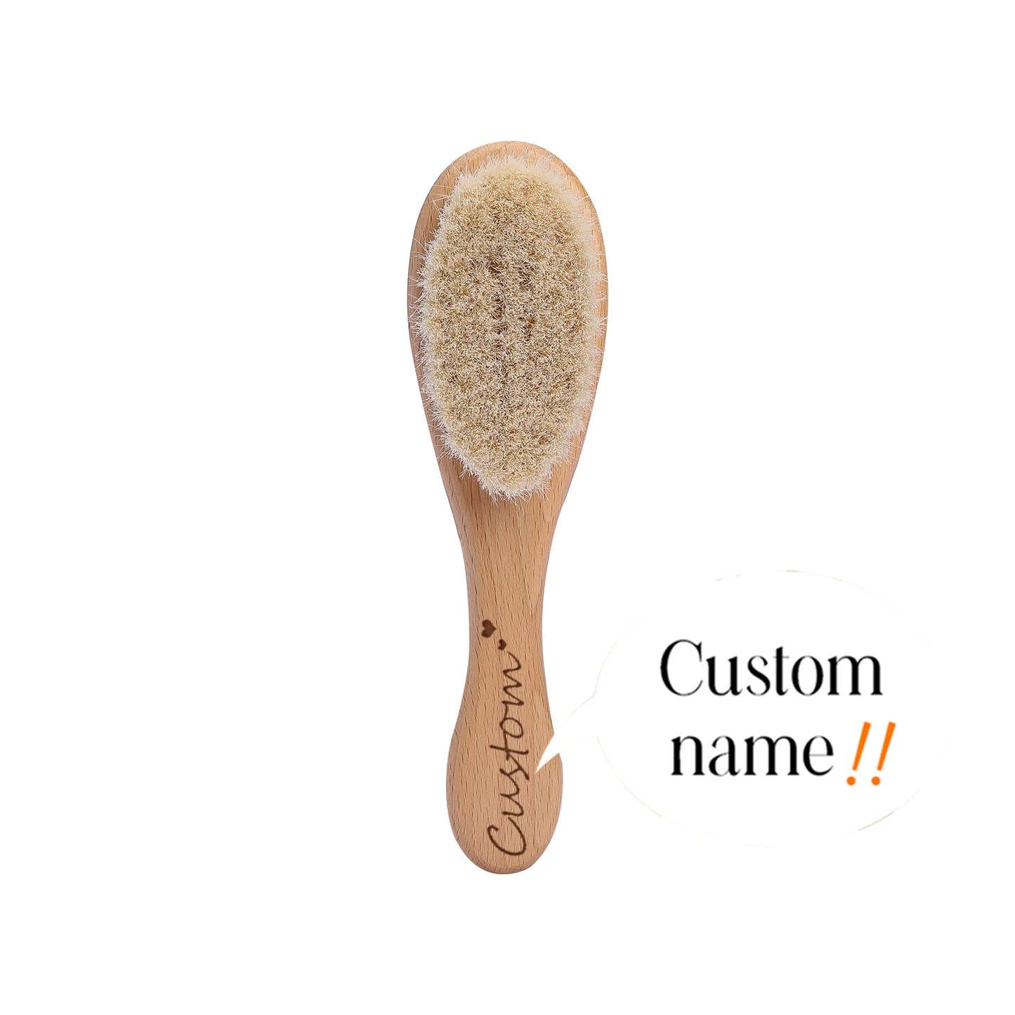 Baby Care Hair Brush for Kids - Girl Bath & Shower - Pure Natural Wool Wooden Comb & Hairbrush - Infant Newborn Massager