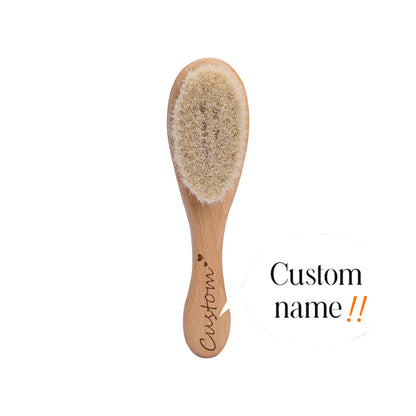 Baby Care Hair Brush for Kids - Girl Bath & Shower - Pure Natural Wool Wooden Comb & Hairbrush - Infant Newborn Massager