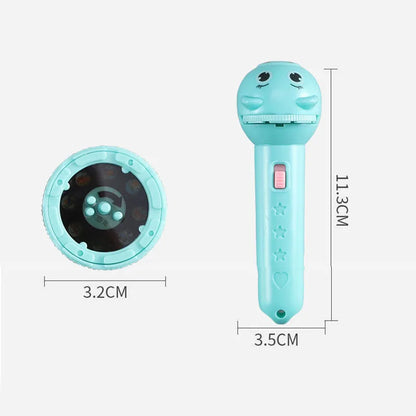 Kids Flashlight Projector Night Light – Storybook Torch with 3 Slide Cards, 8-Pattern Rotating Projection (LR44 Button Batteries Not Included)