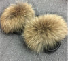Women’s Real Fox Fur Slide Slippers – Fluffy Plush Furry Sandals with Non-Slip EVA Sole for Indoor & Outdoor Wear