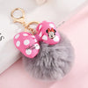 Disney Minnie and Mickey Mouse Plush Keychains, Cartoon Polka Dot Bow Pom-Pom Pendant Gift