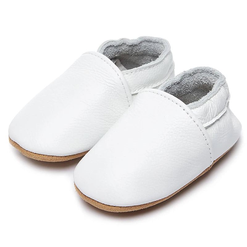 Genuine Leather Soft Unisex Baby Shoes – Slip-On Moccasins in Various Colors for Infants