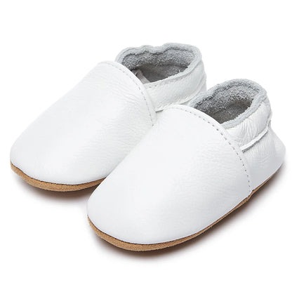 Genuine Leather Soft Unisex Baby Shoes – Slip-On Moccasins in Various Colors for Infants