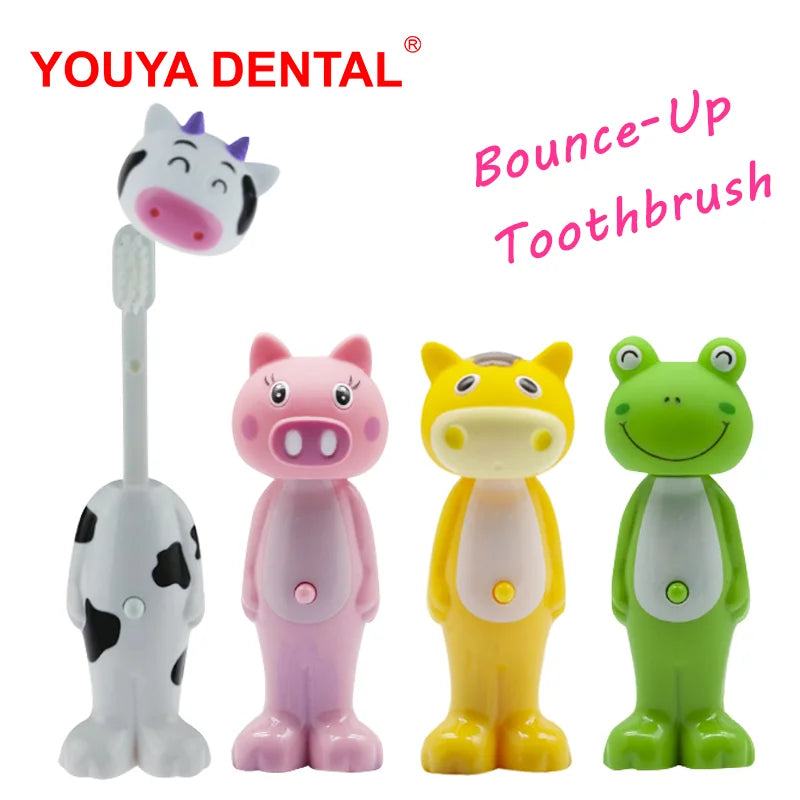 1Pc Cute Kids Toothbrush, Soft Bristle Animal Shaped Tooth Cleaner, Retractable Bounce-Up Child Teeth Brush