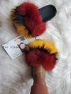 Luxury Women’s Fox Fur Slides – Cozy Fluffy Plush Slippers with Non-Slip EVA Sole, Perfect for Home or Casual Outdoor Style