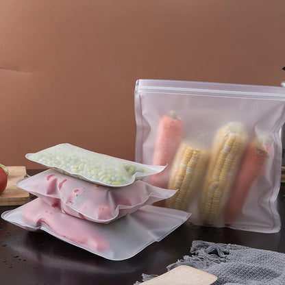 Silicone Reusable Food Storage Bag – Stand Up Ziplock, Leakproof Fresh-Keeping Container, Zip Shut Fresh Wrap Bag