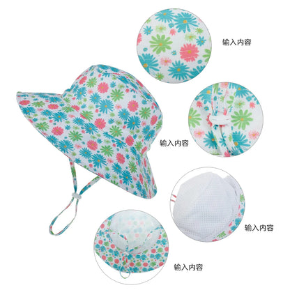 Kids UPF50+ Bucket Sun Hat with Adjustable Chin Strap — Baby & Toddler Beach Hat, 46–54 cm (18.1–21.3 in) for Ages 0–8, Unisex