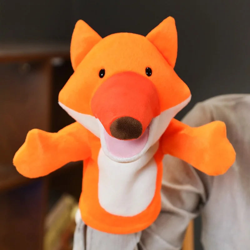 Plush Crow and Fox Hand Puppets, Soft Stuffed Cartoon Learning Toy for Kids