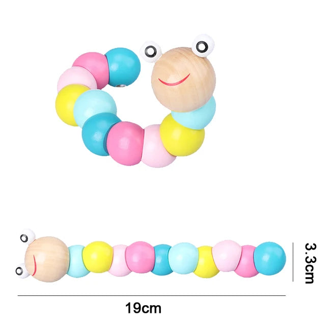 Hot Kids Montessori Wooden Toys – Macaron Blocks, Colorful Graphic Rattle, Educational Music Toy for Babies