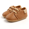 PU Leather Baby Boy First Walker Shoes - Non-Slip Rubber Sole Retro Crib Shoes (3/6/9/12/18M)