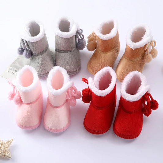 Baywell Winter Warm Fur Snow Boots Baby Booties Anti-slip Infant Boys Bootie Shoes 0-18 Month