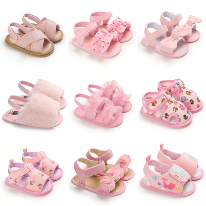 Summer Newborn Infant Baby Girls Princess First Walker Shoes – Soft Sole Sandals & Beach Slippers