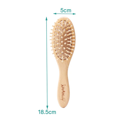 Baby Hair Brush and Comb Set for Newborn - Massage Bath & Shower - Custom Logo Mini Baby Wooden Hair Brush for Kids