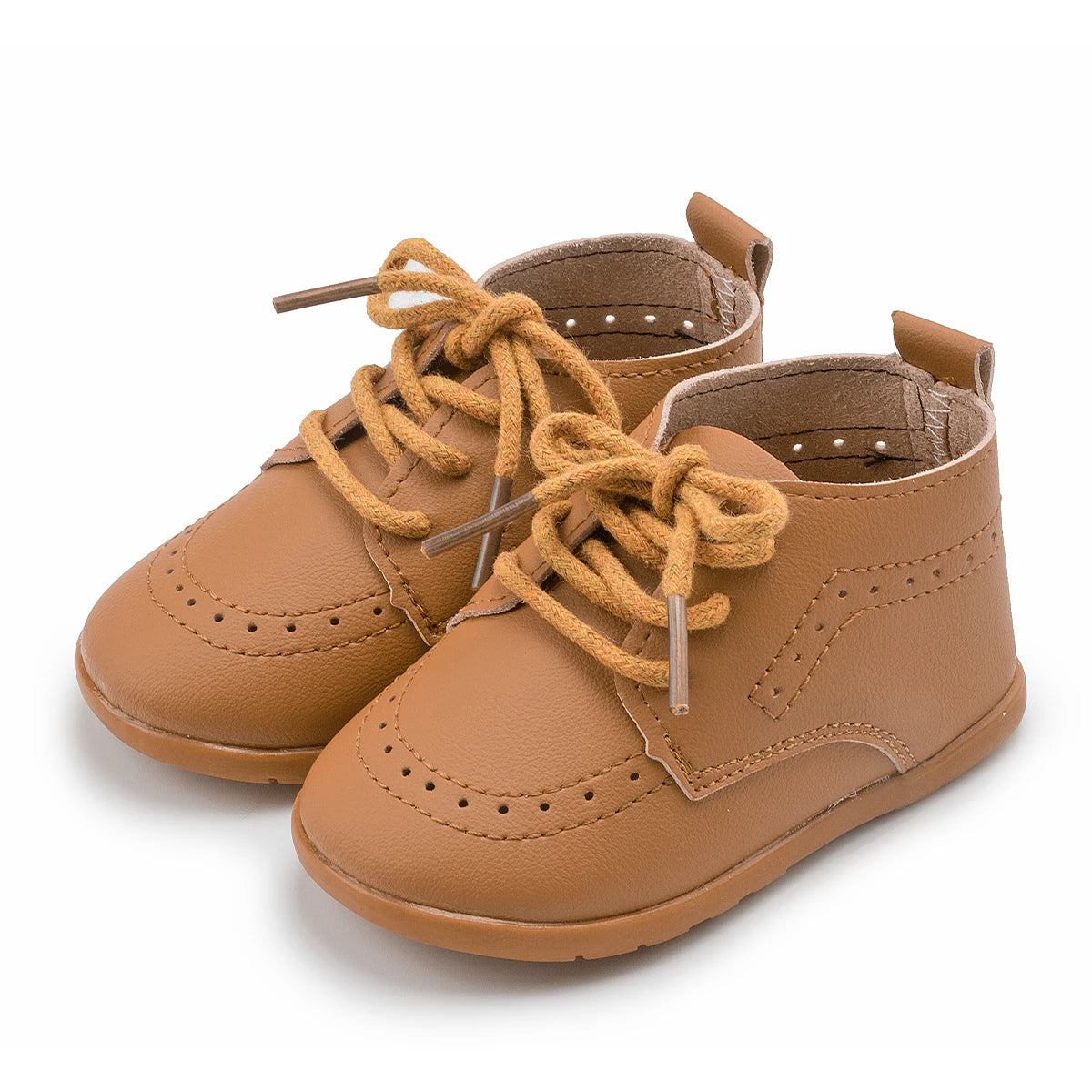 Meckior New Baby Shoes – Retro Leather Boy & Girl Toddler Shoes, Anti-Slip Rubber Sole First Walkers Crib Shoes