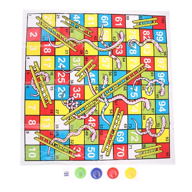 Snake and Ladder Educational Kids Toy Portable Flying Chess Family Party Board Game Set