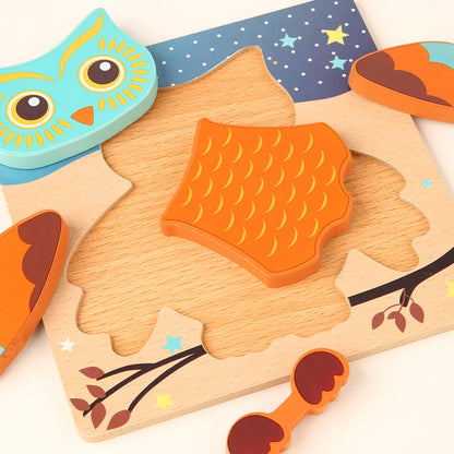 3D Wooden Puzzle – Baby Cartoon Animal Traffic Jigsaw Educational Toy for Children