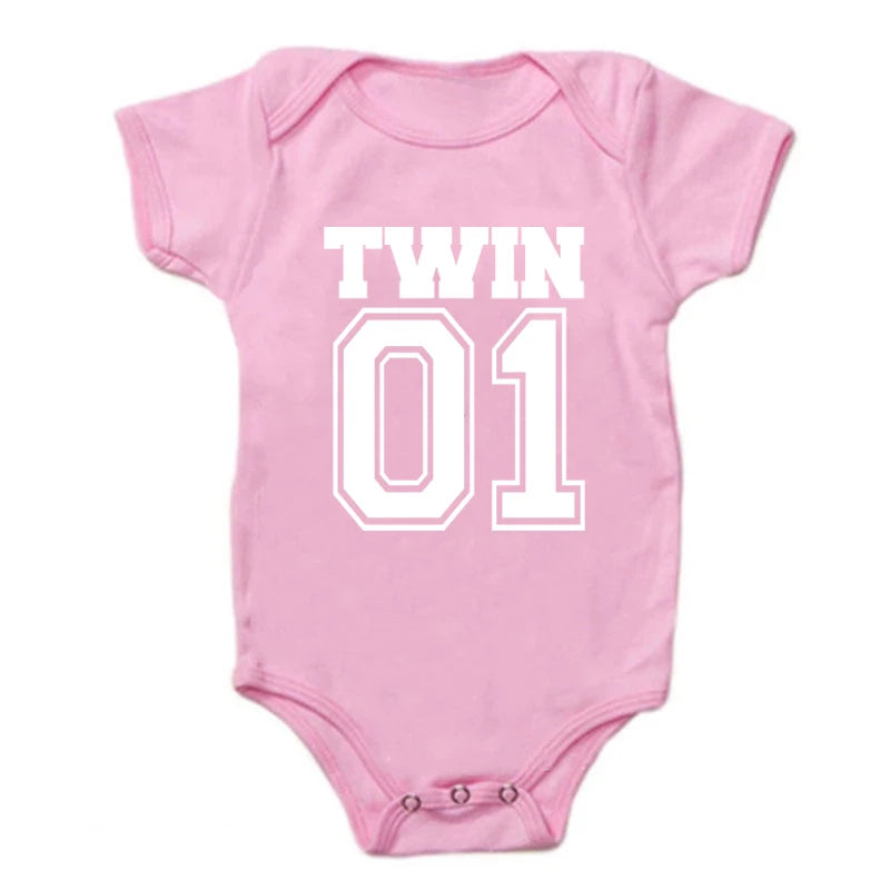 Matching Twin Baby Bodysuits – Cotton Onesies for Boys & Girls | Newborn Twin Outfits | Summer Romper Gift for Twins