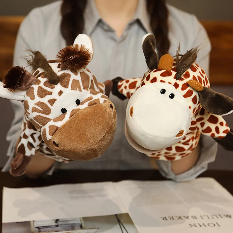 Plush Animal Hand Puppets, Dinosaur Lion Giraffe Tiger Rabbit Dog Duck Frog Gift Toy
