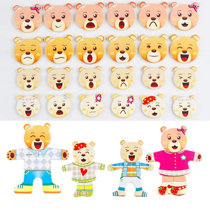 QWZ Little Bear Change Clothes, Children's Early Education Wooden Jigsaw Puzzle, Dressing Game, Baby Puzzle Toy for Children Gift