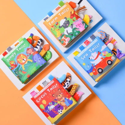 New Baby Toys - Cartoon Animals Tail Cloth Book, Educational Ringed Paper Cloth Book, Enlightenment Toy for Babies 0-12 Months
