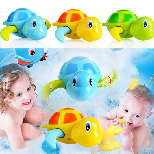 Cartoon Tortoise Baby Bath Toy – Colorful Soft Floating Clockwork Animal