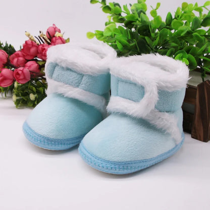 Jlong Winter Newborn Soft Sole First Walker Baby Shoes – Fur Warm Snow Boots for Girls (0-18 Months)