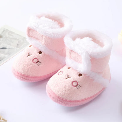 Jlong Winter Newborn Soft Sole First Walker Baby Shoes – Fur Warm Snow Boots for Girls (0-18 Months)