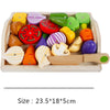 Wooden Pretend Play Kitchen Cutting Fruit and Vegetable Set – Montessori Educational Toy for Kids