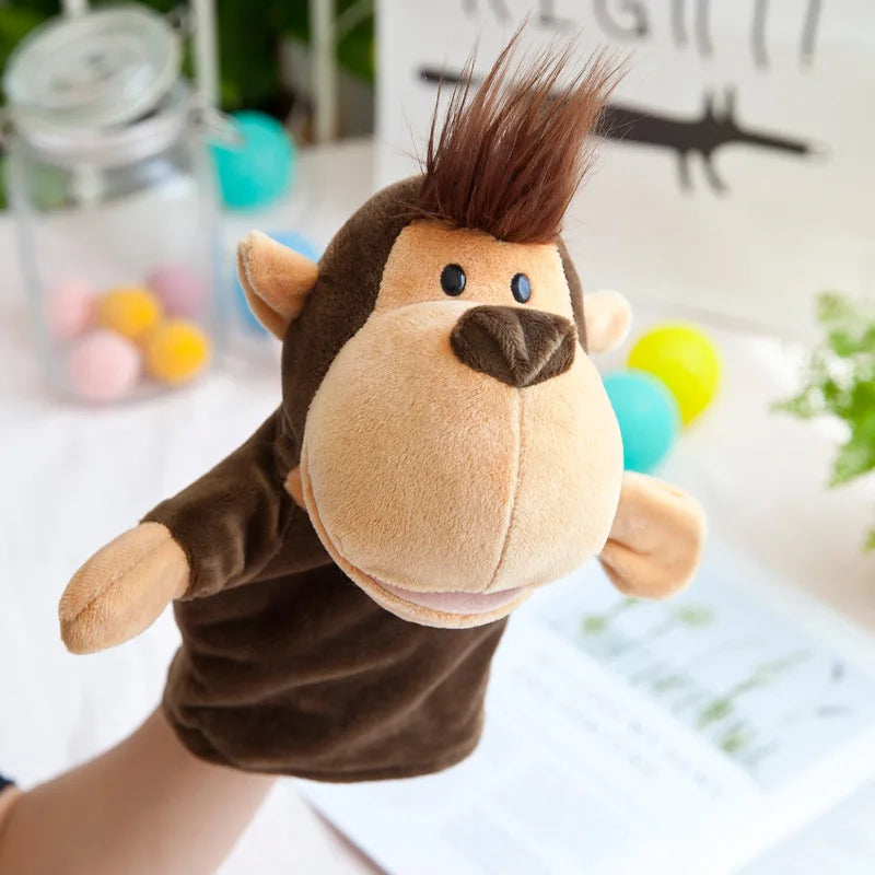 25cm Soft Plush Hand Puppets, Elephant Lion Monkey Stuffed Animal Story Dolls for Children