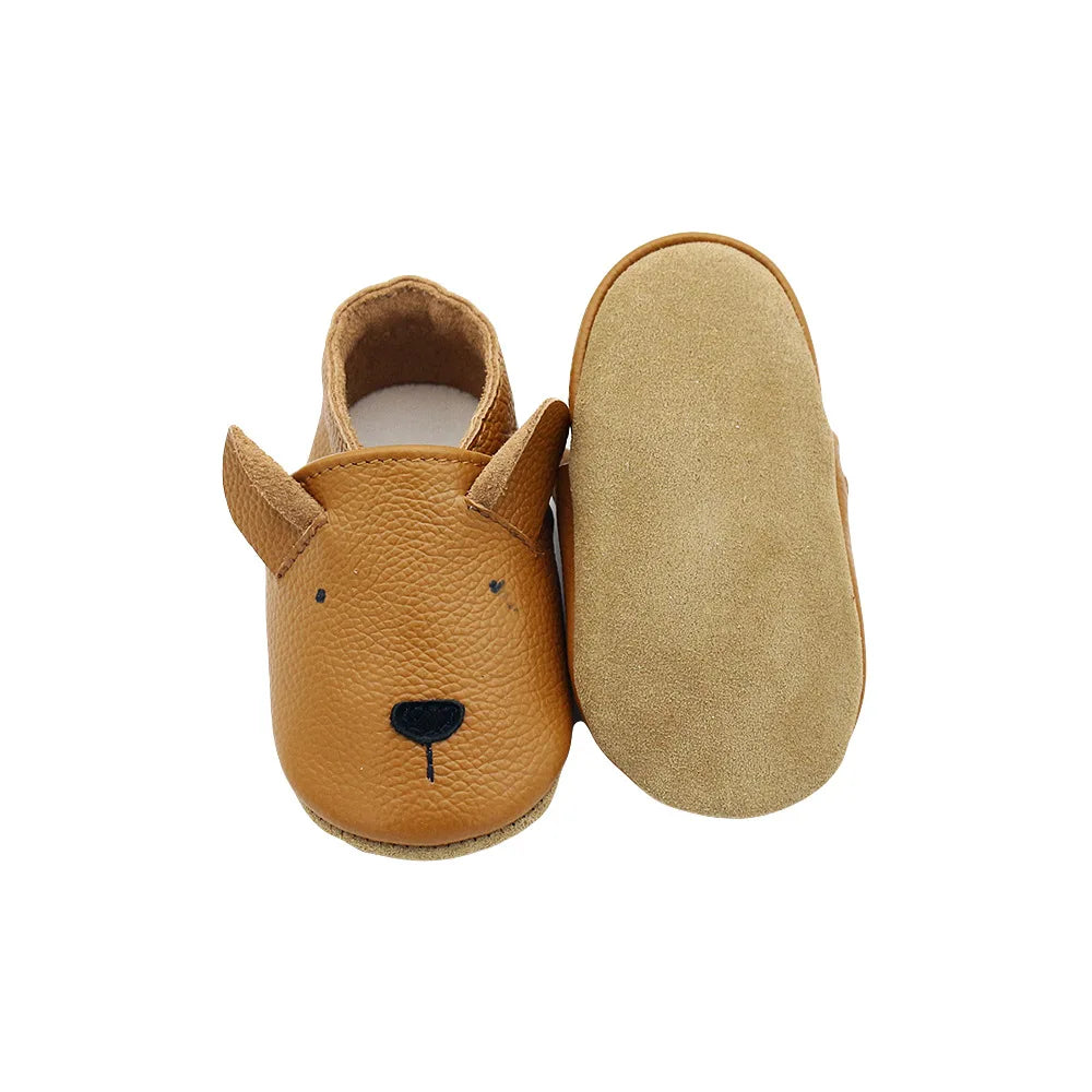 Baby Leather Casual Crib Shoes – First Steps Educational Walkers for Toddler Boys & Girls, Animal Sneakers for Newborns