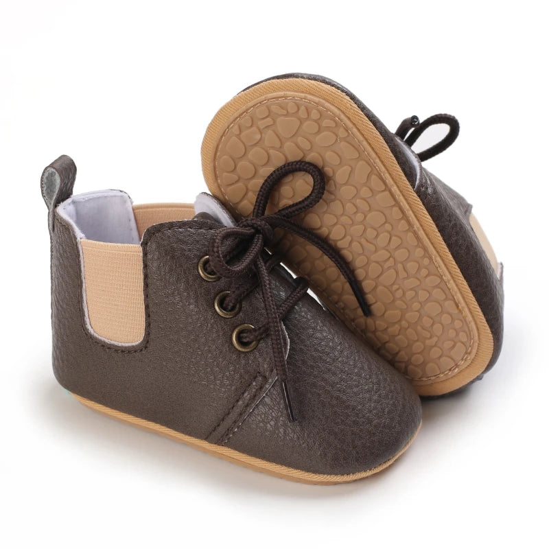 New Baby Shoes Retro Leather Boy Girl Multicolor Toddler Rubber Sole Anti-Slip First Walkers Infant Moccasins