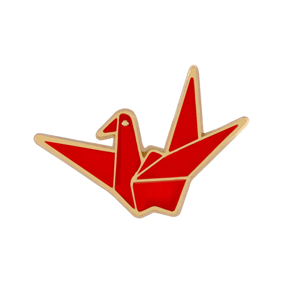 Paper Crane Pin Brooch Creative Origami Animal Enamel Lapel Pin Cartoon Badge Lucky Blessing Jewelry Gift