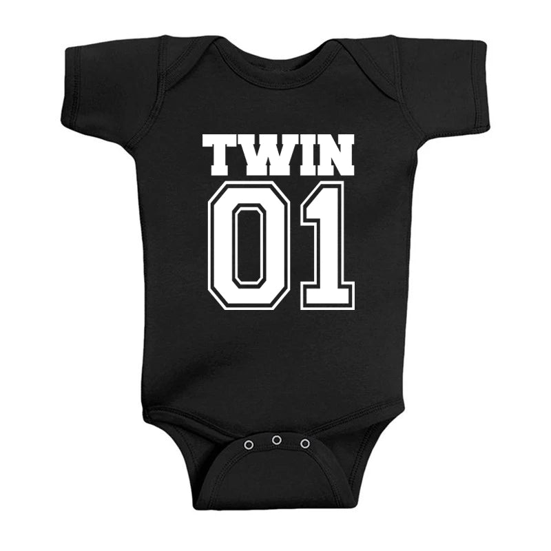 Matching Twin Baby Bodysuits – Cotton Onesies for Boys & Girls | Newborn Twin Outfits | Summer Romper Gift for Twins