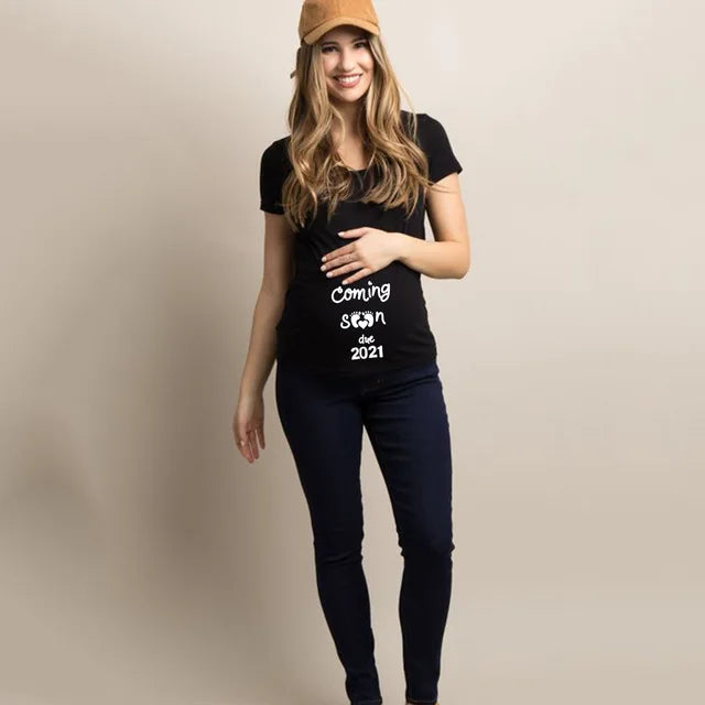 Brand New Women Pregnancy Clothes Baby Now Loading Pls Wait Maternity T-shirt Summer Short Sleeve Pregnant T-shirts