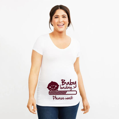 It's Twins Pregnancy T-Shirt | Maternity Tops | Plus-Size Short Sleeve Cartoon Print Announcement Tee for Pregnant Women
