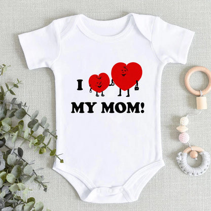 “I Love You Mom” – Aesthetic Newborn Baby Bodysuit, Soft & Comfy Toddler Jumpsuit for Boys & Girls, Casual Home Outfit