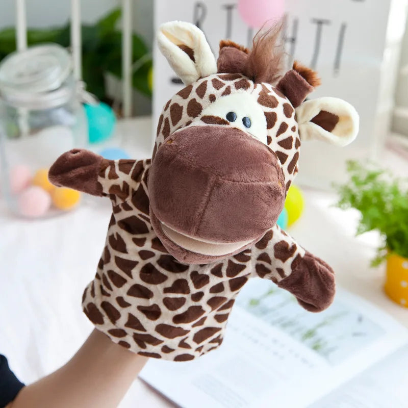 25cm Soft Plush Hand Puppets, Elephant Lion Monkey Stuffed Animal Story Dolls for Children