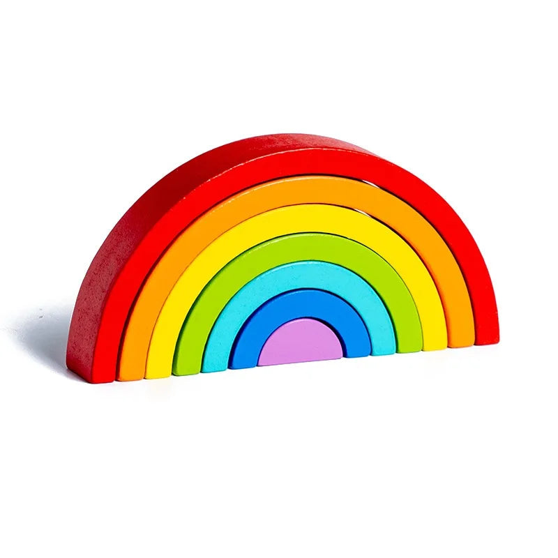 Montessori Arch Bridge Rainbow Building Blocks – Wooden Toy for Kids, Early Education Color Cognitive Blocks for Babies